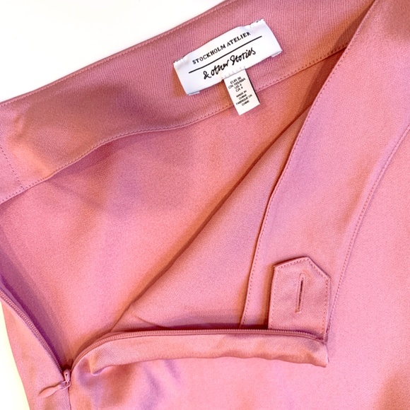 & Other Stories. Silk Midi Skirt. Pink. 100% Viscose. High rise - Picture 7 of 9